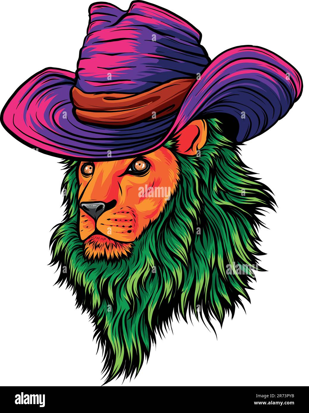 Löwenkopf farbenfrohe Handzeichnung Vektordarstellung Stock Vektor