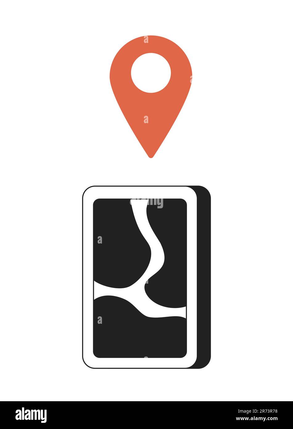 Mobile Navigation Schwarzweiß-Flachvektorobjekt Stock Vektor