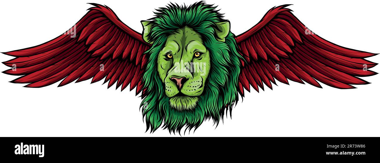 Löwenkopf farbenfrohe Handzeichnung Vektordarstellung Stock Vektor