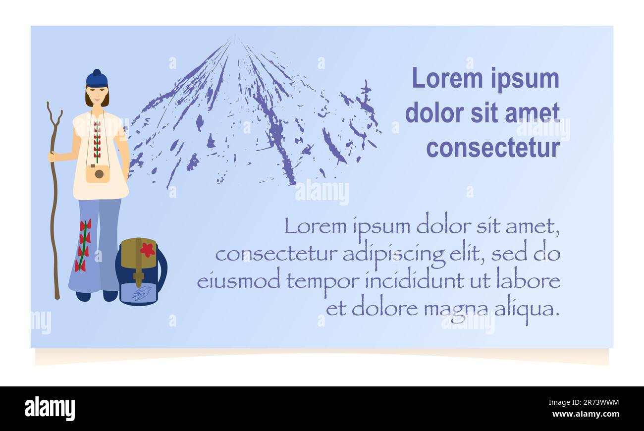 Frau mit Rucksack Wandern in den Bergen Vektorbild für Tourismus-Banner Copy Space isoliert auf weißem Hintergrund Stock Vektor