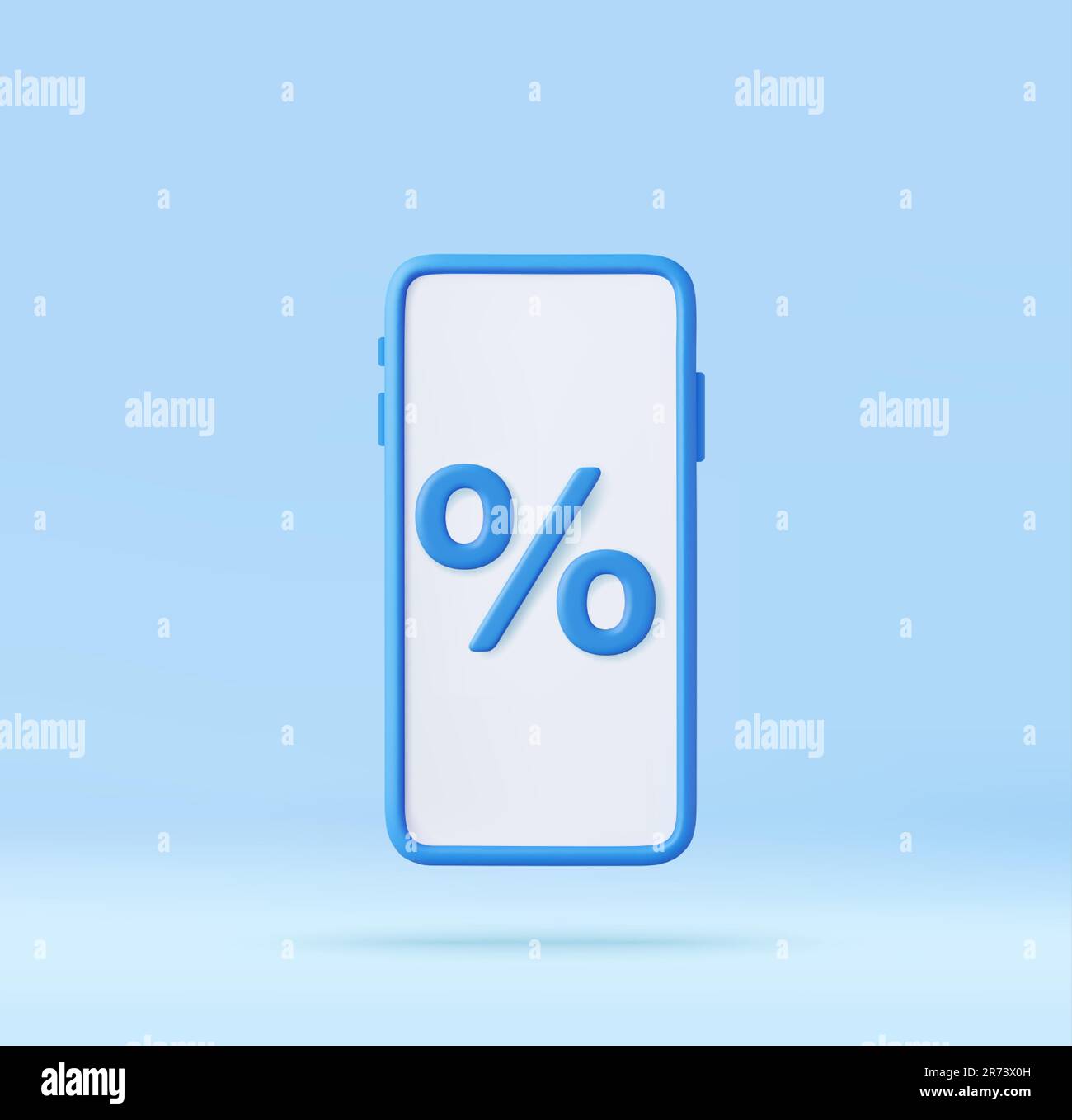 3D Telefon mit Prozentwert auf dem Bildschirm Stock Vektor