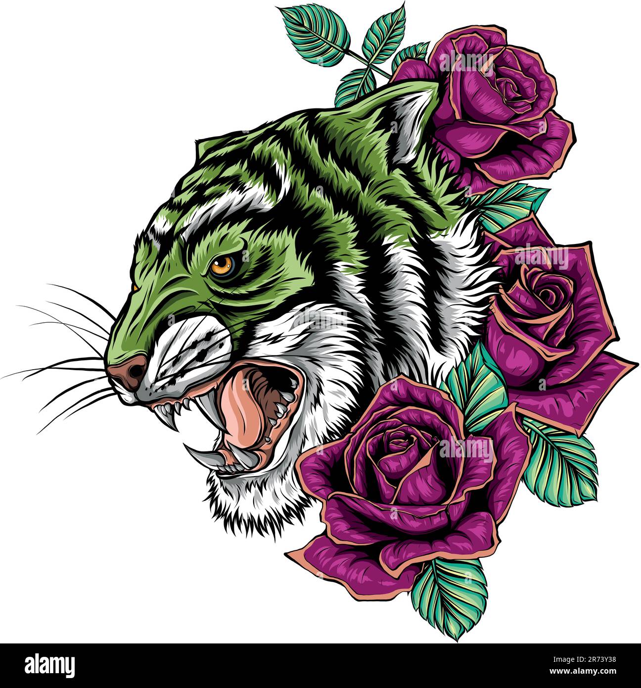 tigerkopf in detailliertem Vektordesign Stock Vektor