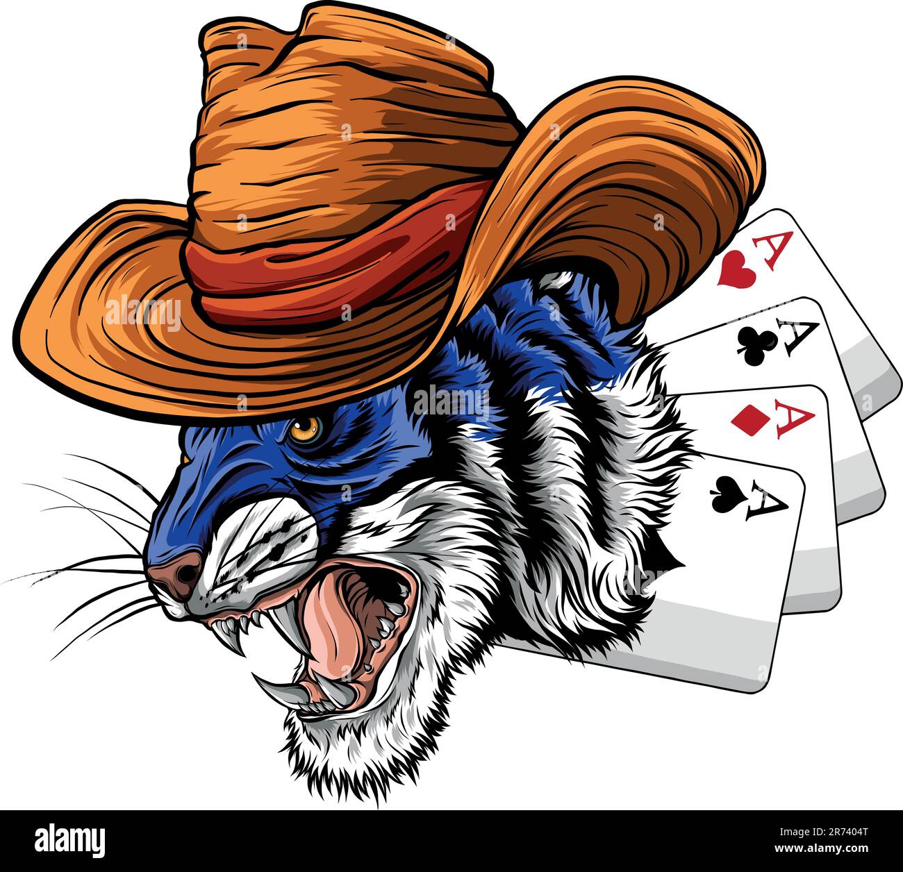 tigerkopf in detailliertem Vektordesign Stock Vektor