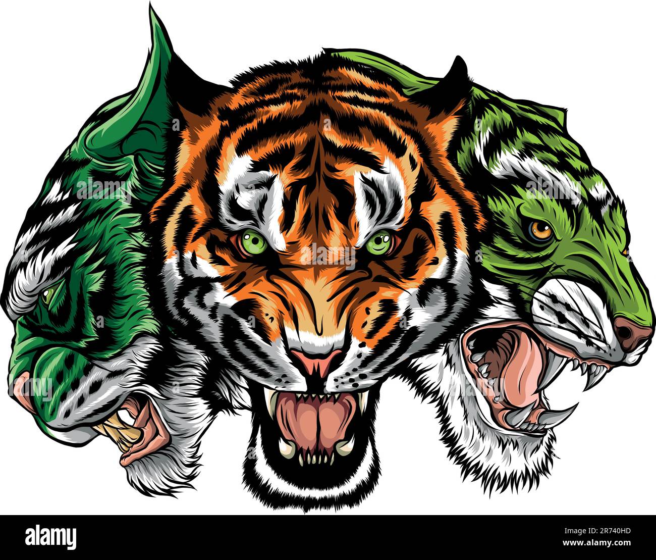 tigerkopf in detailliertem Vektordesign Stock Vektor