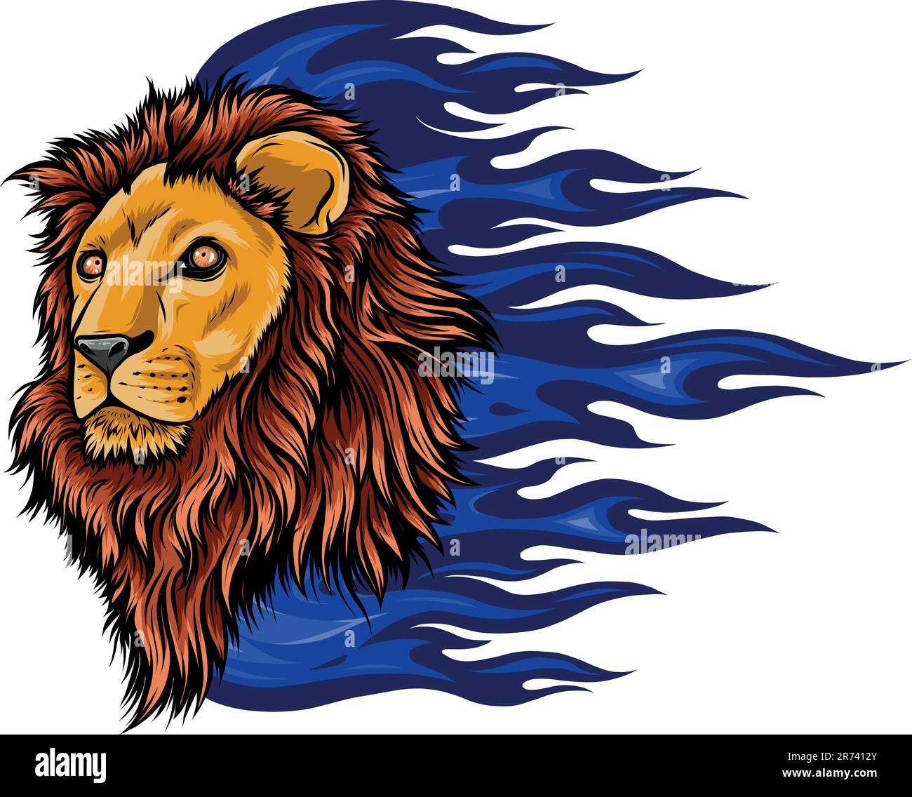 Löwenkopf farbenfrohe Handzeichnung Vektordarstellung Stock Vektor