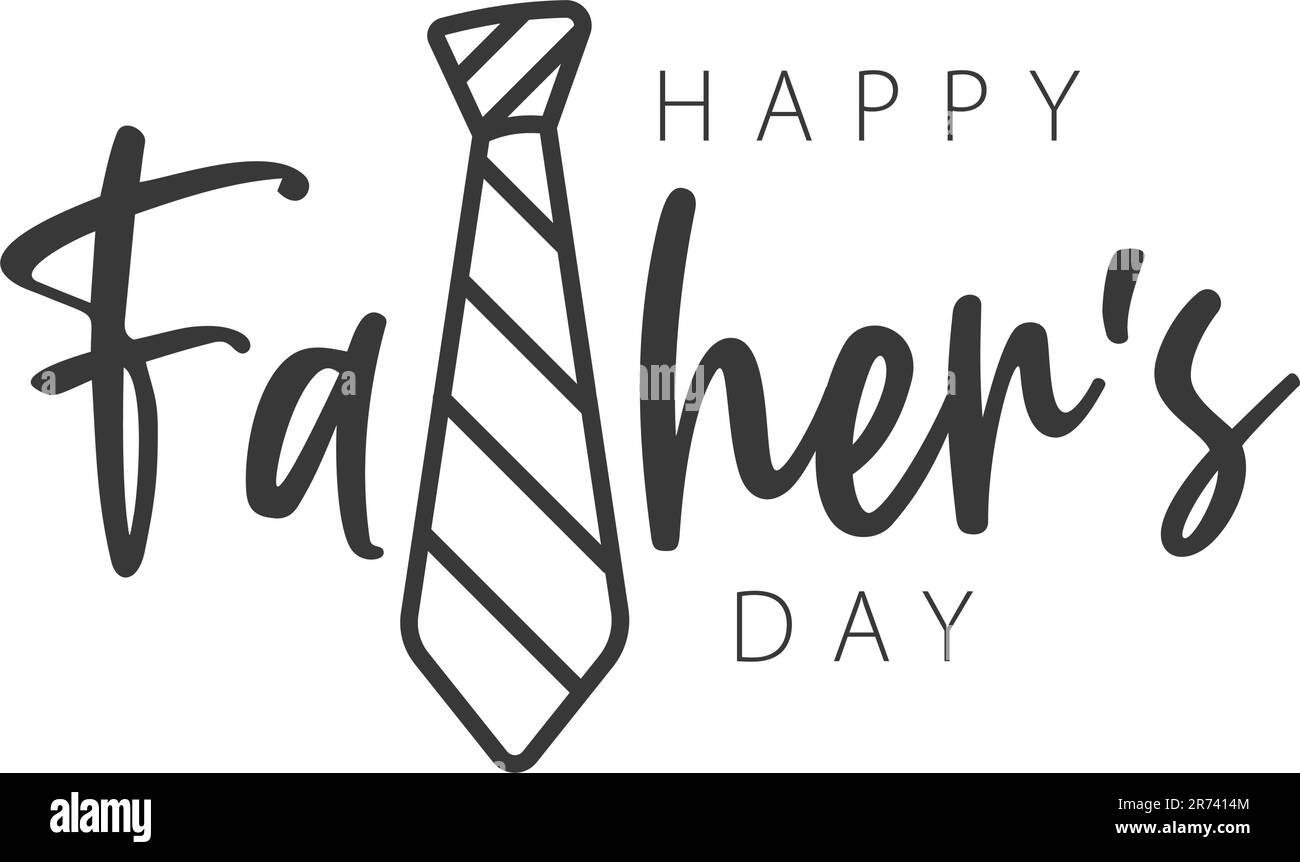 Schriftzug zum Vatertag und Fliege. Vektordarstellung Stock Vektor