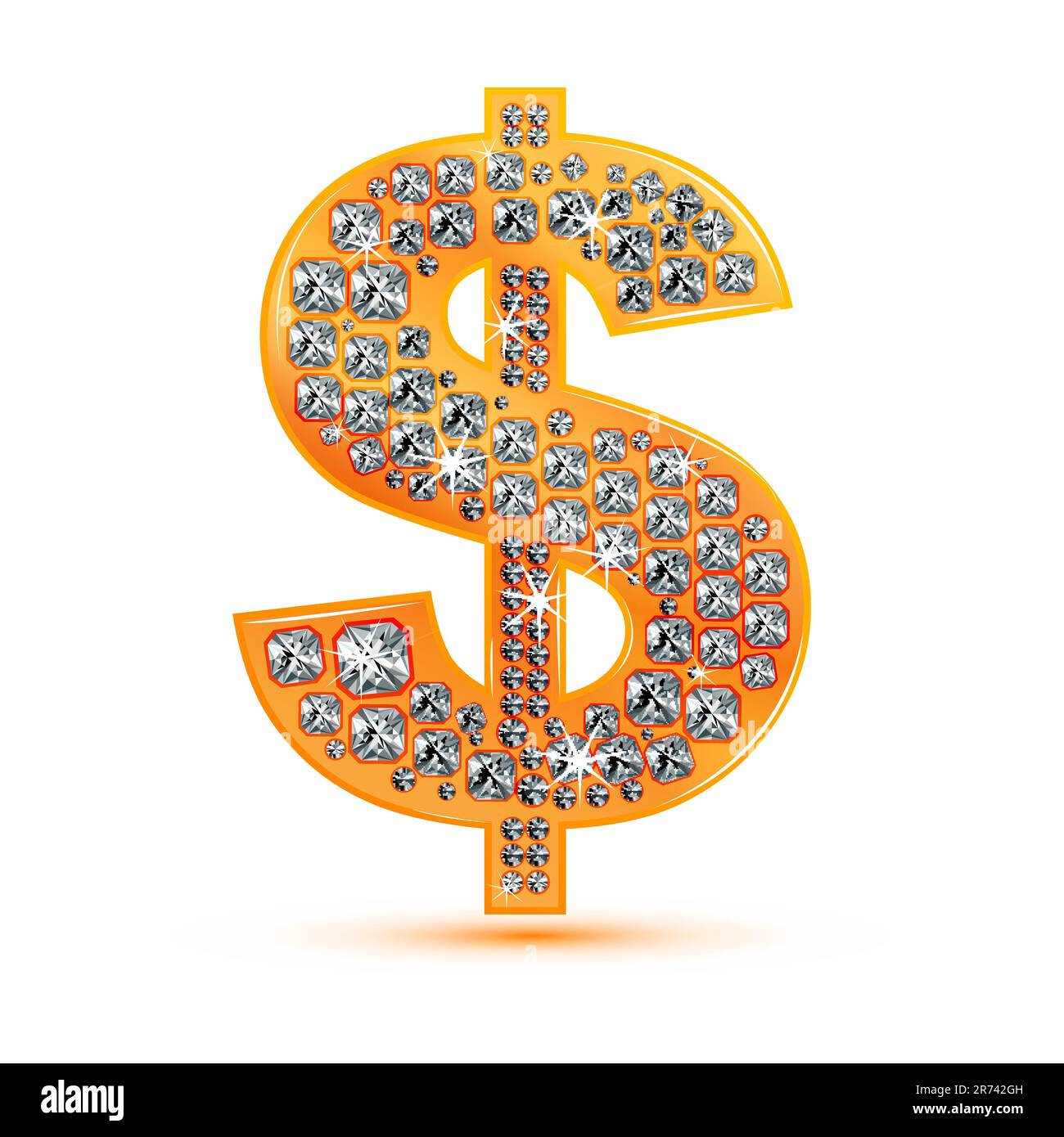 Illustration des Diamant-Dollar-Symbol auf weißem Hintergrund Stock Vektor