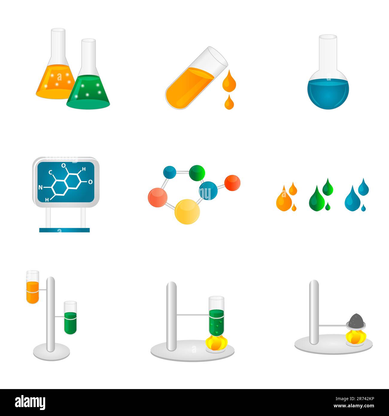 Abbildung der Labor-Symbole auf weißem Hintergrund Stock Vektor