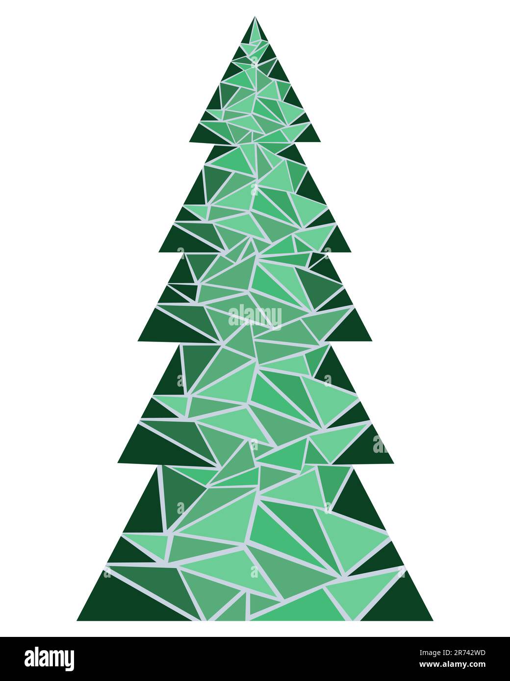 Mosaik Weihnachtsbaum Dekorative Vektordarstellung für Weihnachtsdesign. Isoliert auf weißem Hintergrund Stock Vektor