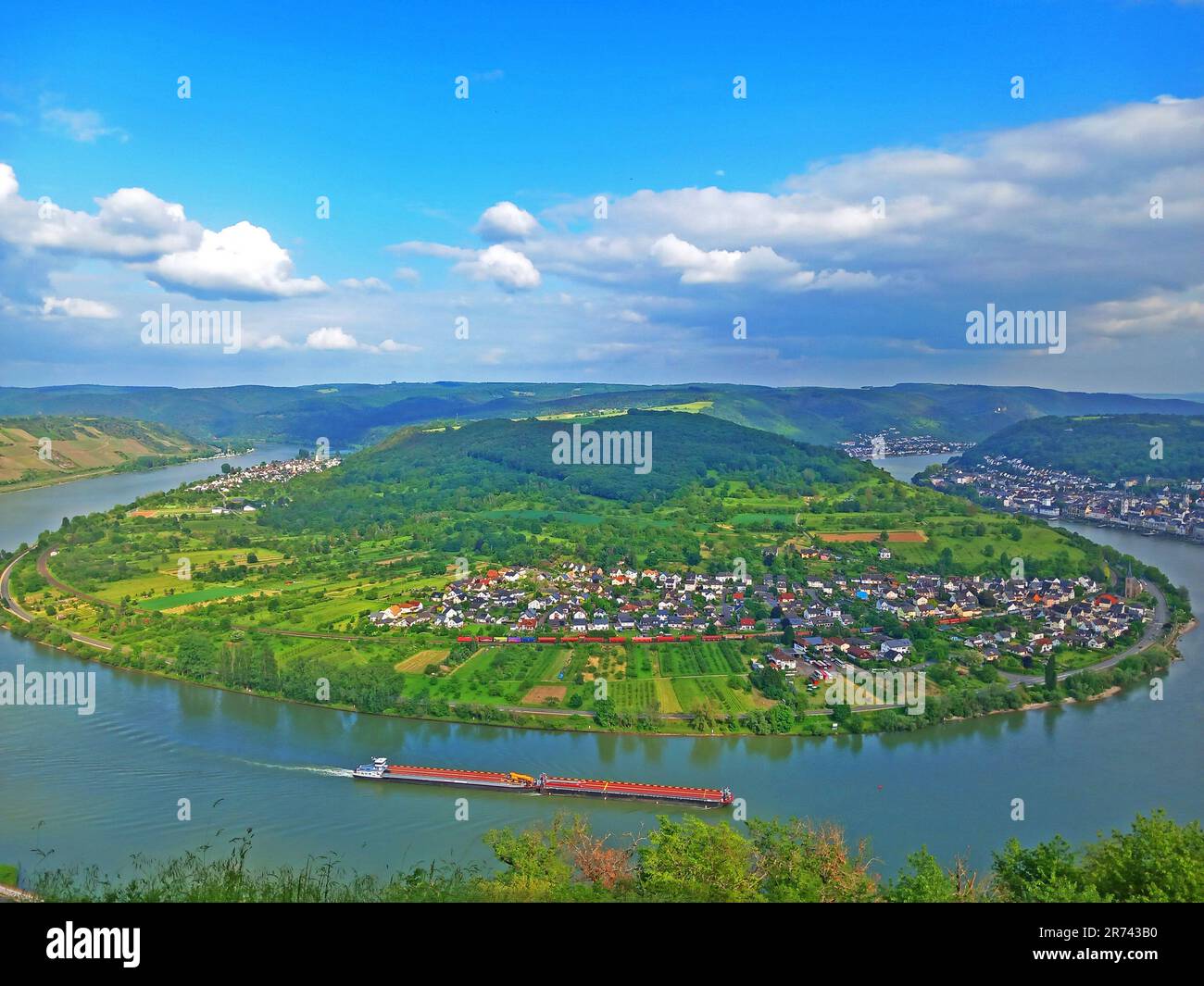 Luftaufnahme auf Boppard Meander, Deutschland Stockfoto