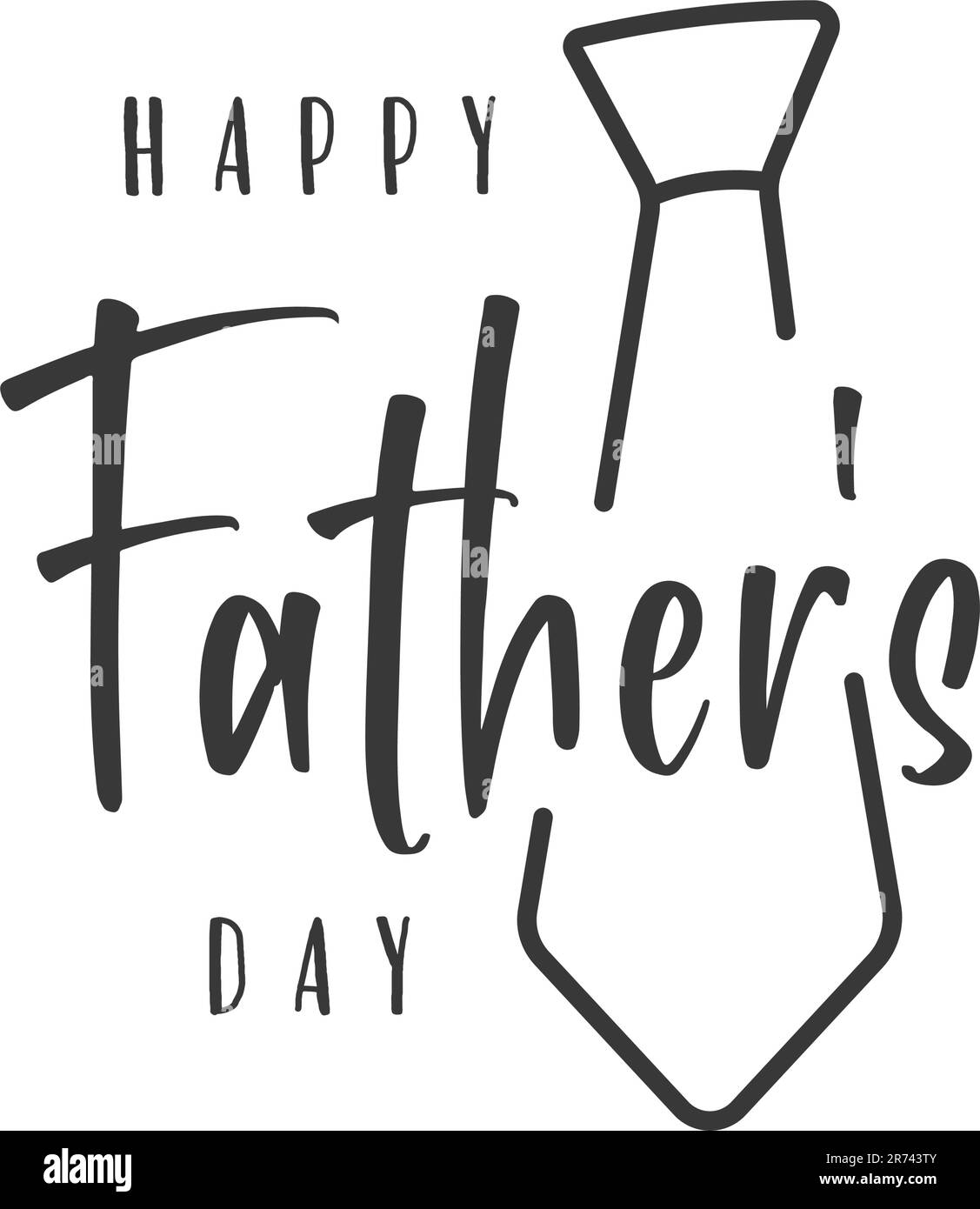 Schriftzug zum Vatertag und Fliege. Vektordarstellung Stock Vektor