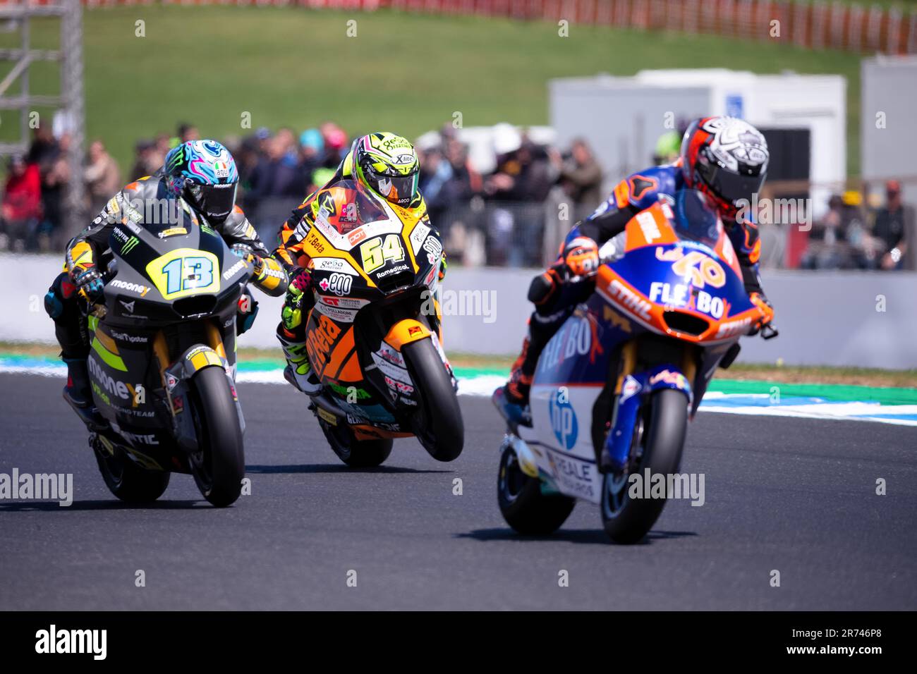 PHILLIP ISLAND, AUSTRALIEN - OKTOBER 16: Fermin Aldeguer von Spanien auf dem Speedup Racing Boscoscuro während des Moto2-Rennens auf dem australischen MotoGP 2022 auf der Phillip Island Circuit am 16. Oktober 2022 in Phillip Island, Australien. Stockfoto