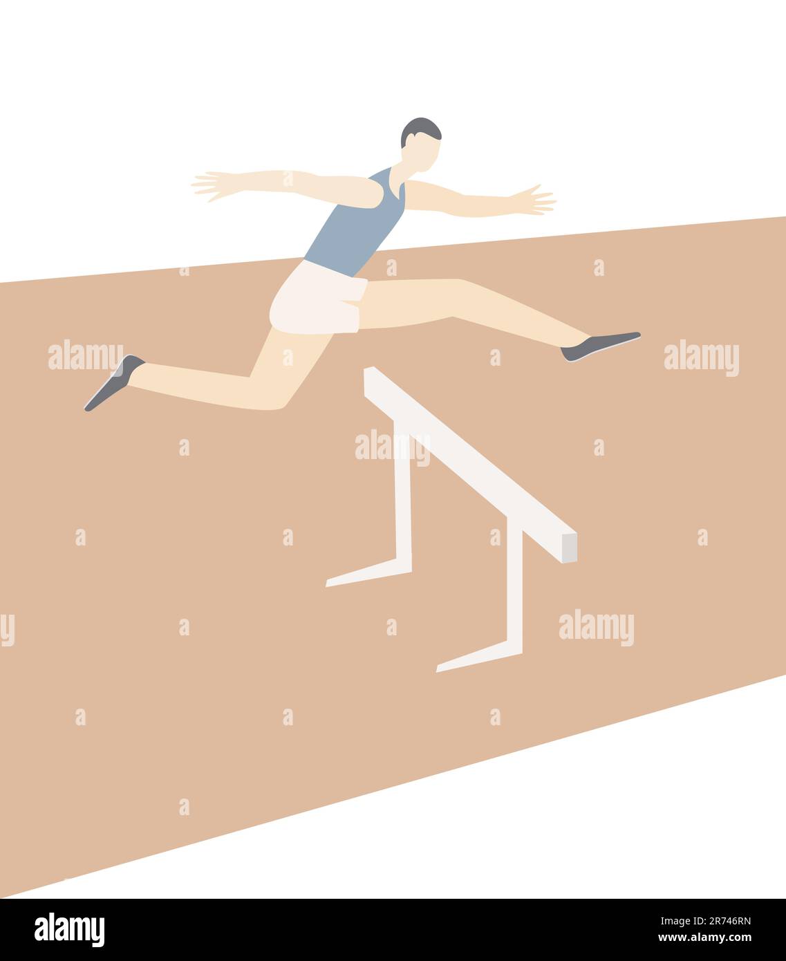 Hurdle Race Sportler Athlet Springen über Hürde isolierte Vektor-Illustration auf weißem Hintergrund Stock Vektor