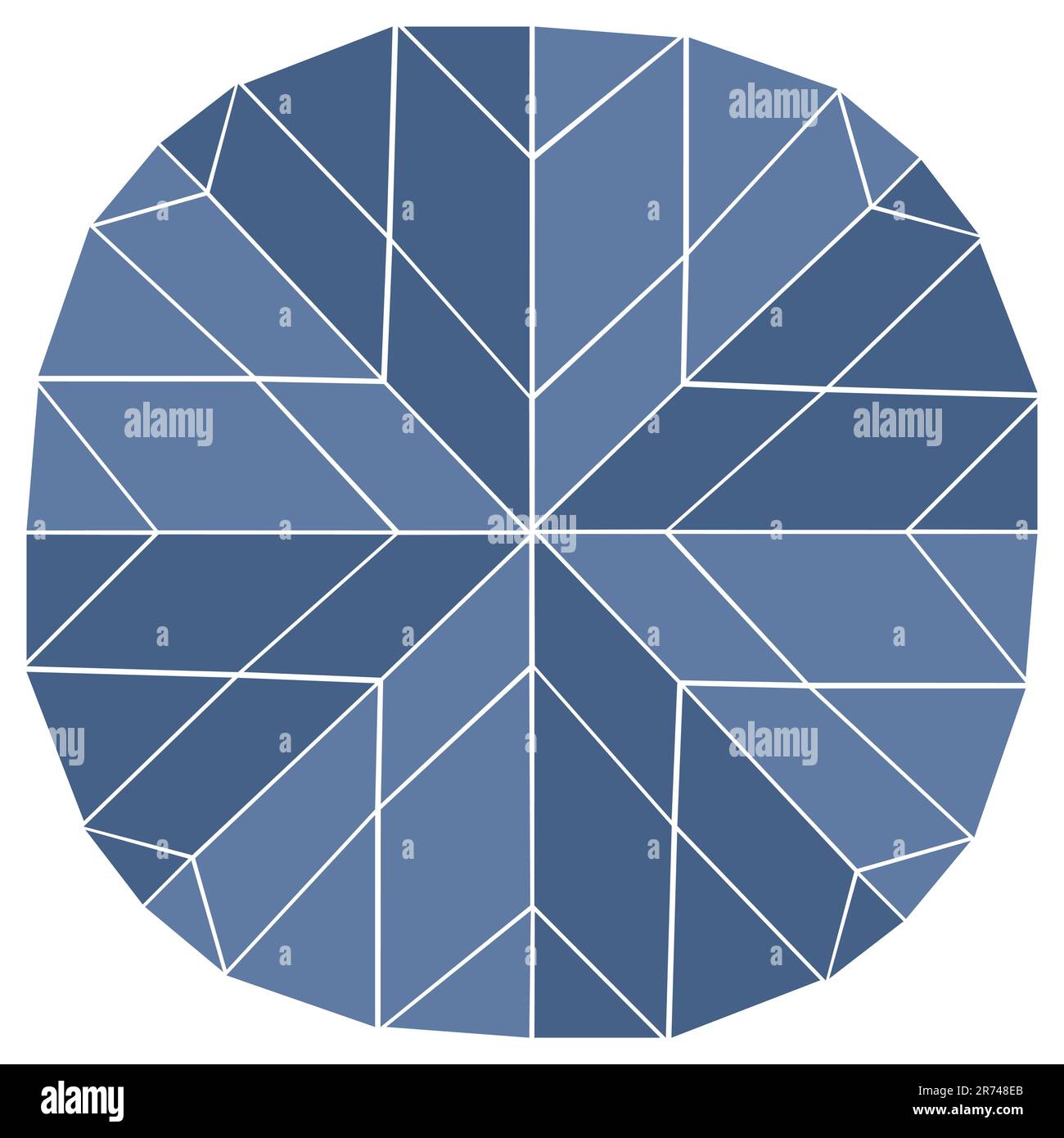 Mosaik Schneeflocke Abstraktes Muster Schwarzweiß-Vektordarstellung Blau. Isoliert auf weißem Hintergrund isoliert auf weißem Hintergrund Stock Vektor