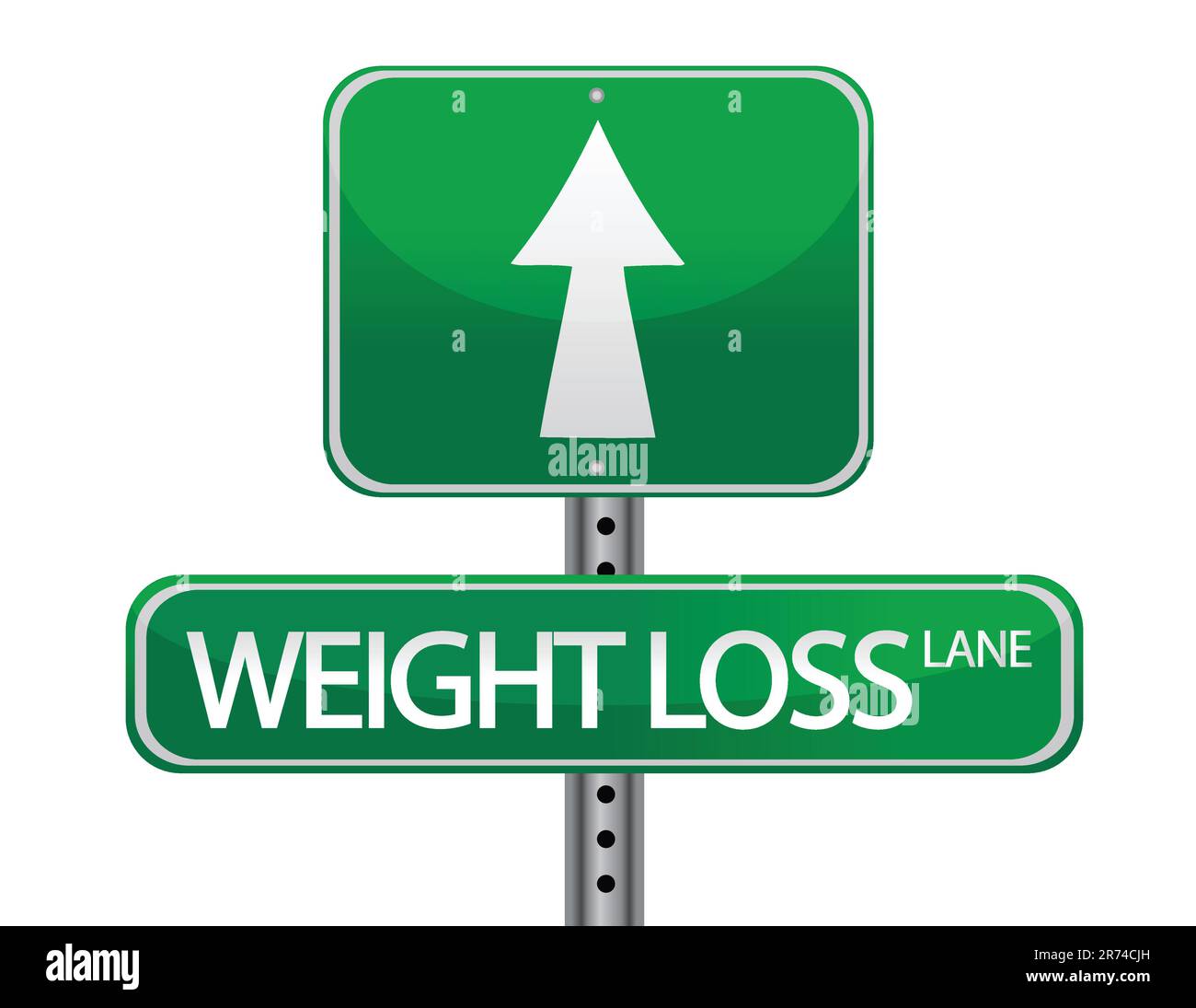 Grünes Zeichen für Gewichtsverlust isoliert auf weißem Hintergrund Stock Vektor