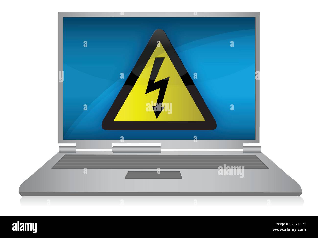 Laptop mit im Hintergrund isolierten elektrischen Problemen Stock Vektor