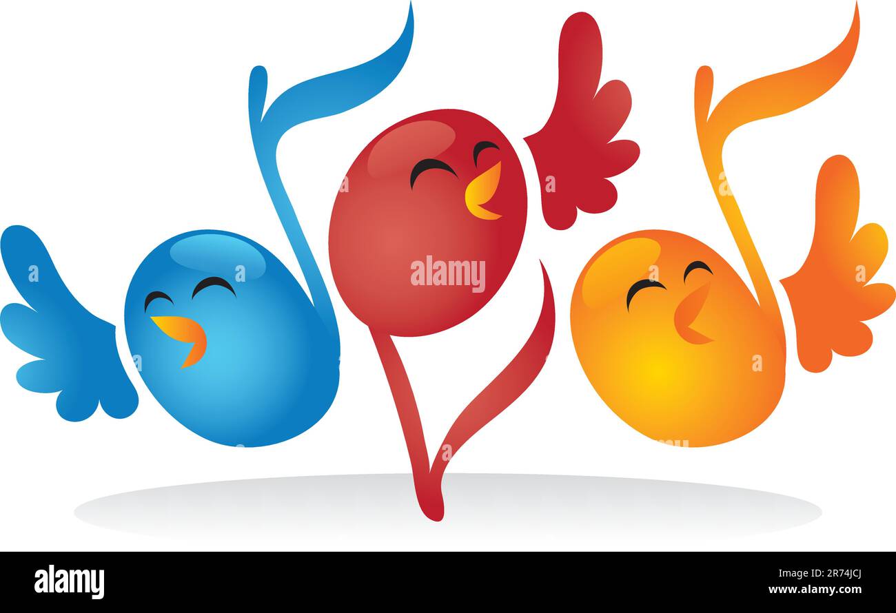 Singende Musical Note Birds Stock Vektor