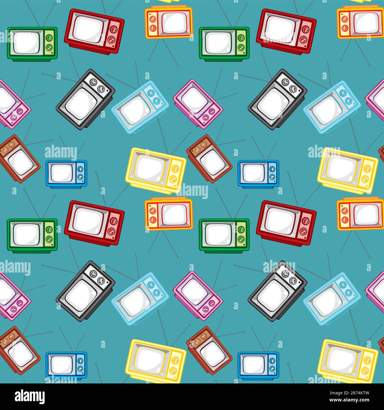 Vollständig bearbeitbare Vektordarstellung Nahtloses, musterisoliertes tv-Gerät Stock Vektor