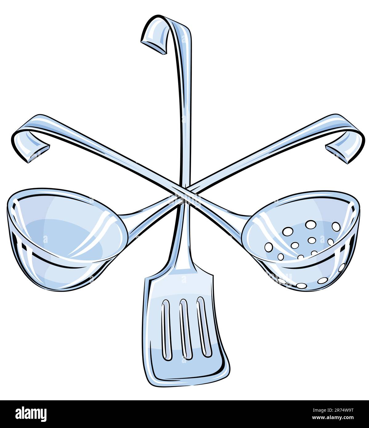 Stellen Sie die Vektordarstellung der Küchenutensilien ein Stock Vektor