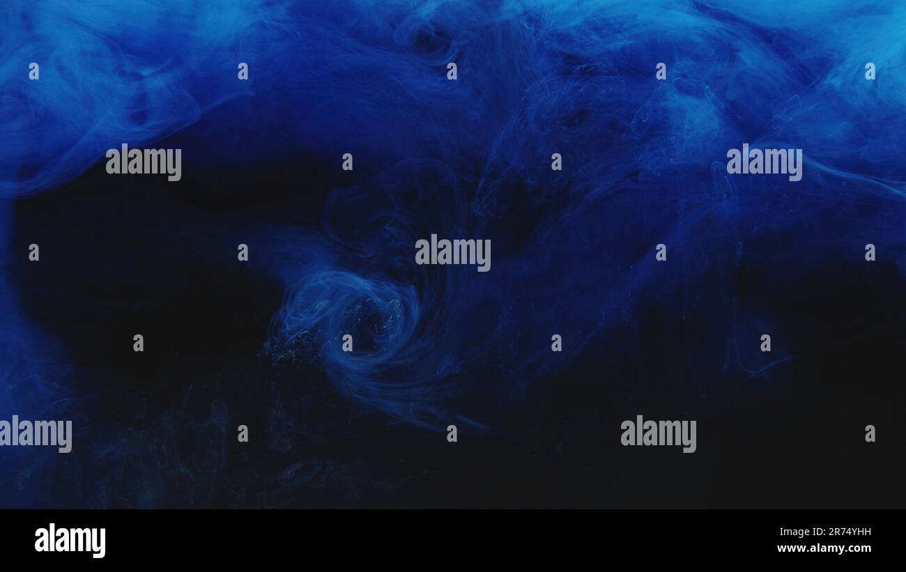 Tinte Wasser wirbelte Farbe Rauchwolke Blau Wolke Schwarz Stockfoto