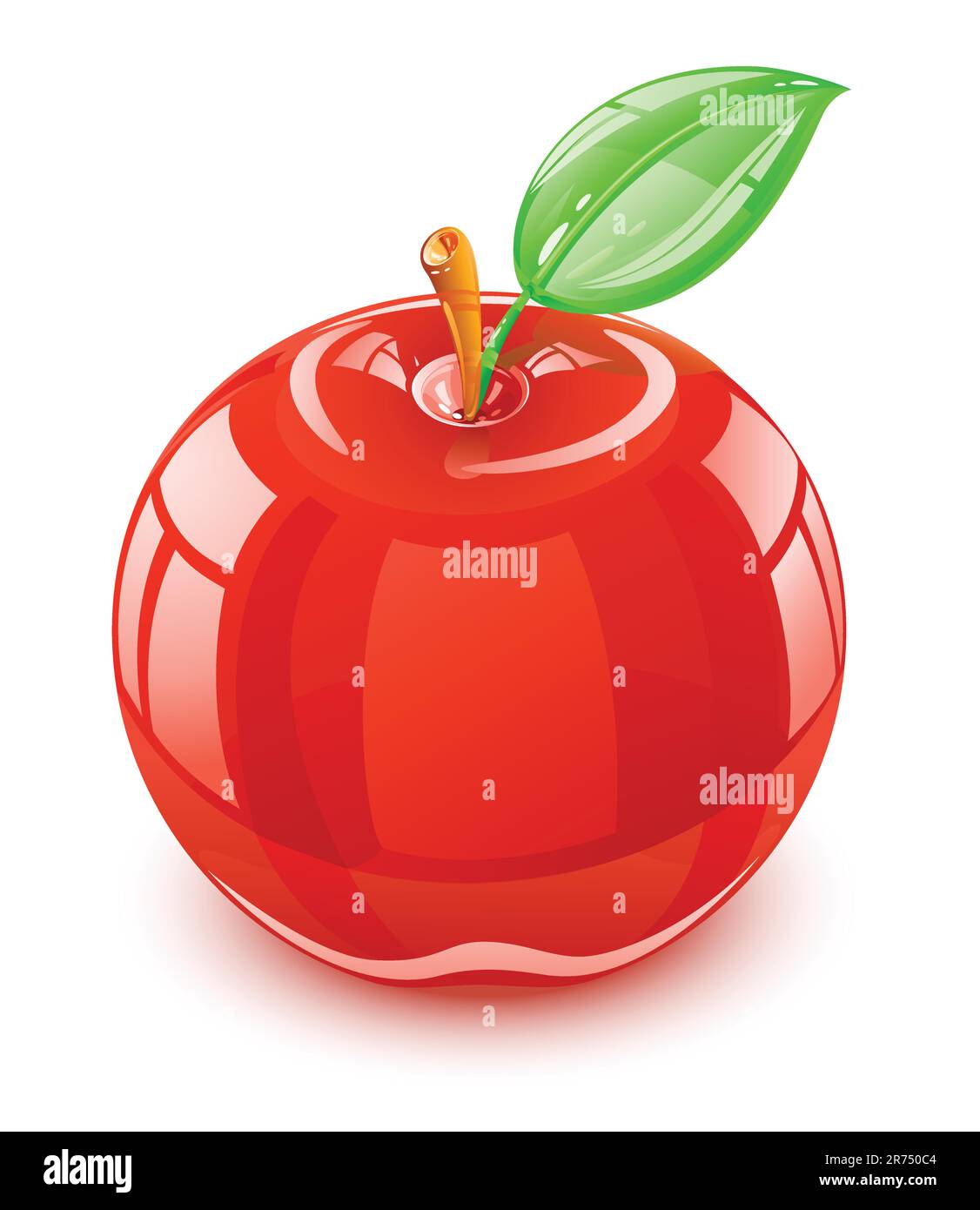 Glasapfel mit Blattvektordarstellung isoliert Stock Vektor