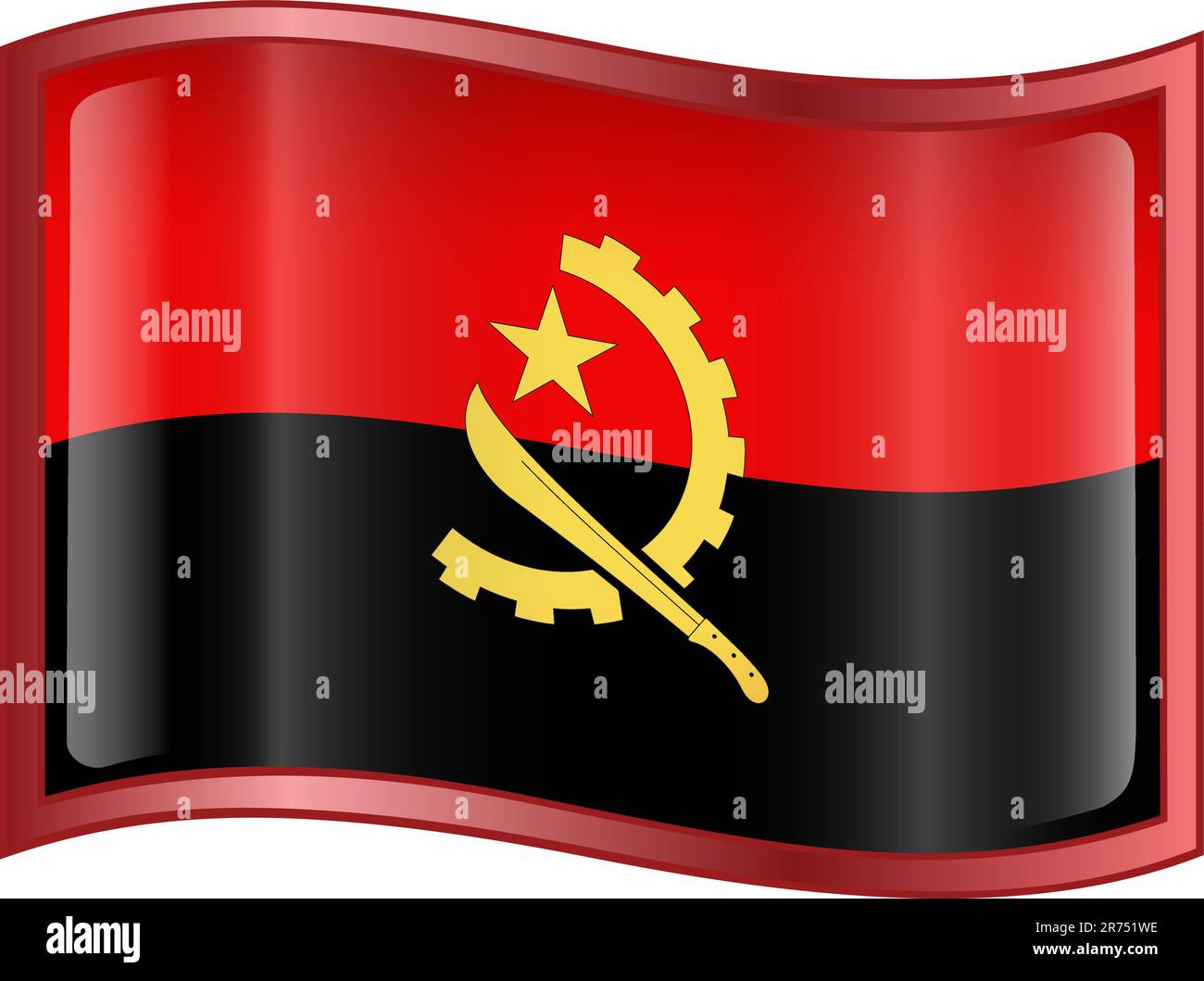 Angola Flaggensymbol, isoliert auf weißem Hintergrund. Stock Vektor