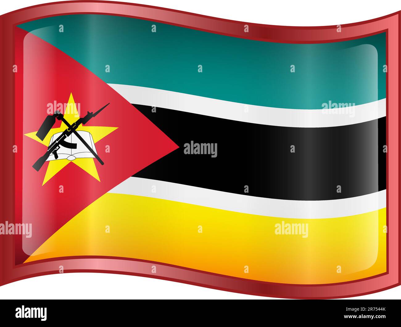 Mosambik Flag Symbol, isoliert auf weißem Hintergrund. Stock Vektor