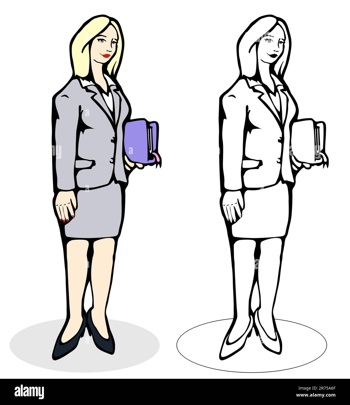 Frau mit einer Akte - Vektordarstellung auf weißem Hintergrund Stock Vektor