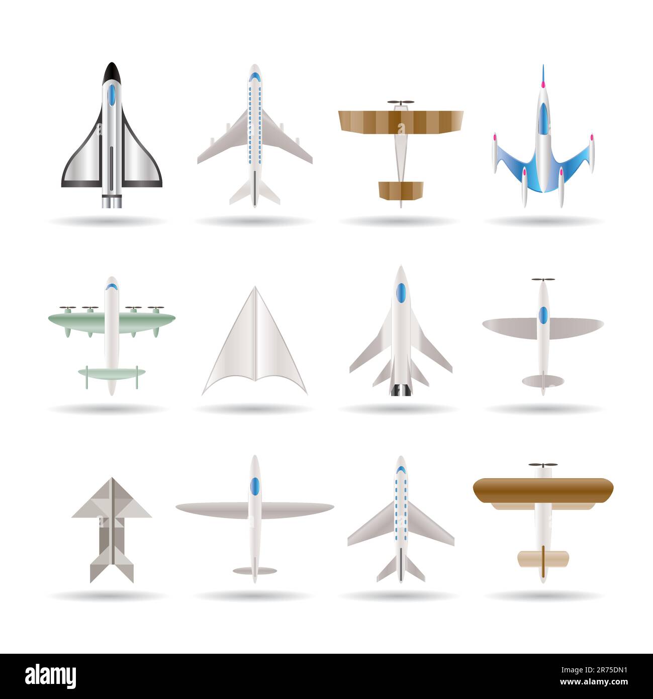 Verschiedene Arten von Flugzeug Symbole - Vektor Icon Set Stock Vektor