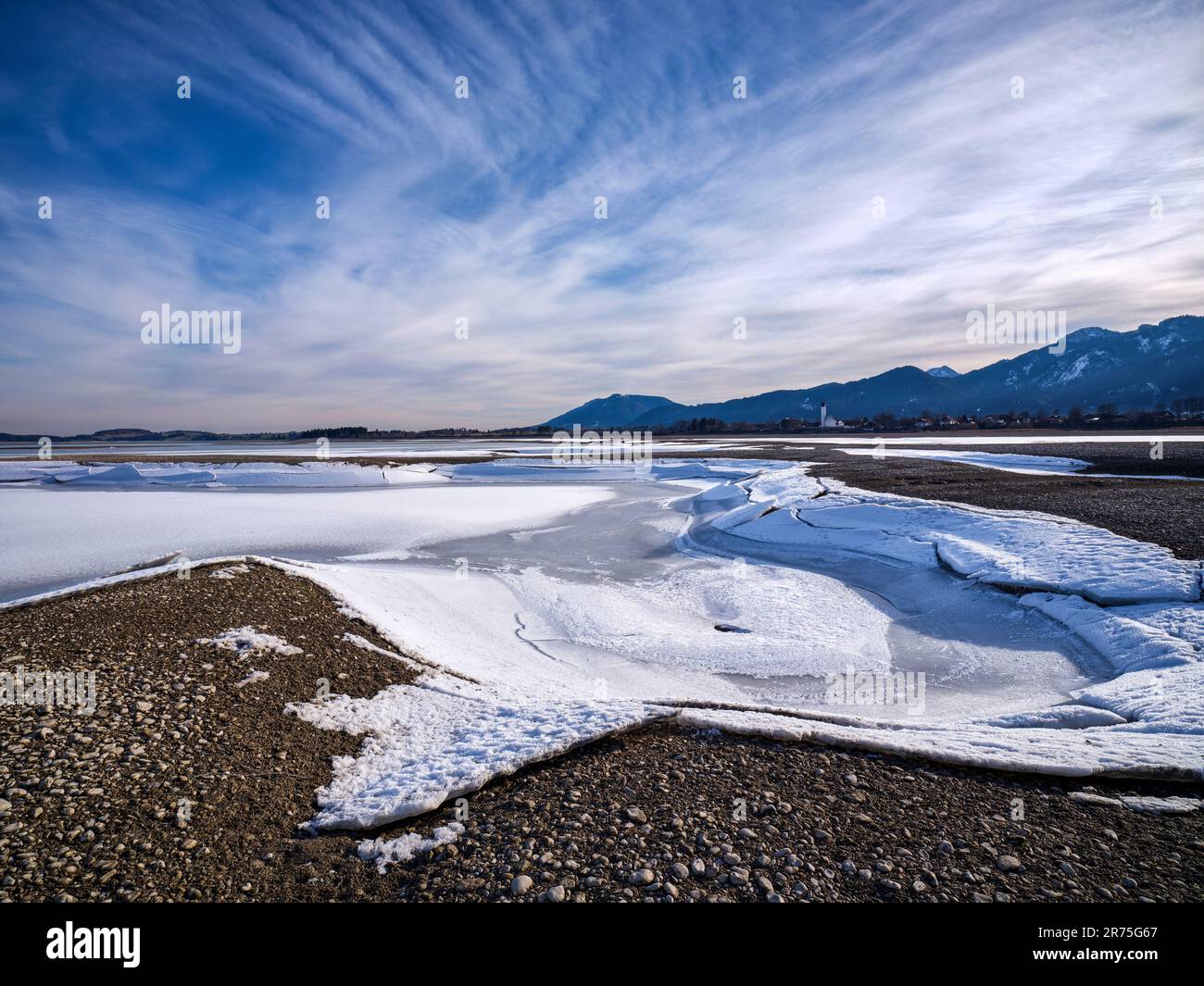Winter am Fuße des Forggensees, Füssen Stockfoto