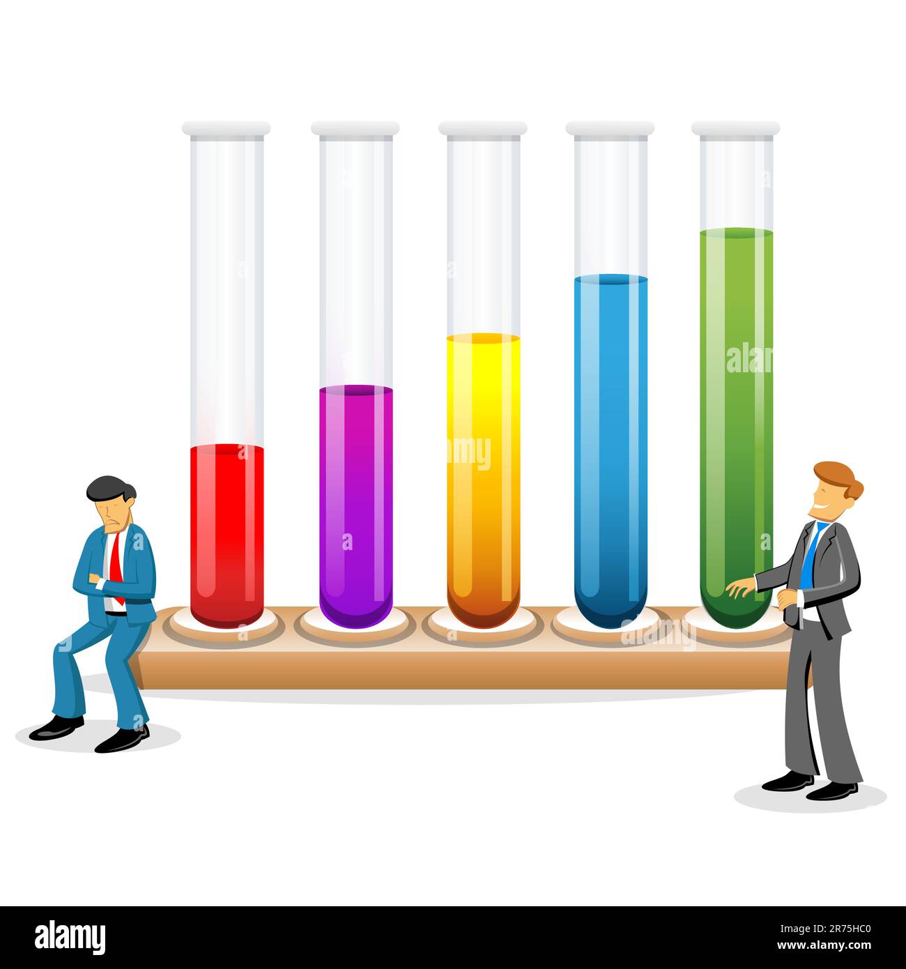 Abbildung von Wissenschaftlern mit Reagenzgläsern auf weißem Hintergrund Stock Vektor