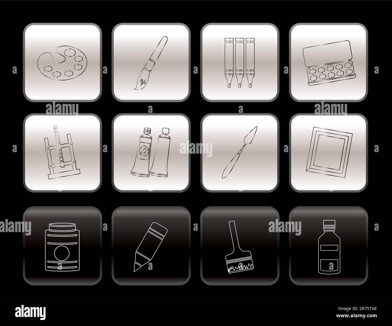 Maler, Zeichnung und Malerei Symbole - Vektor Icon Set Stock Vektor