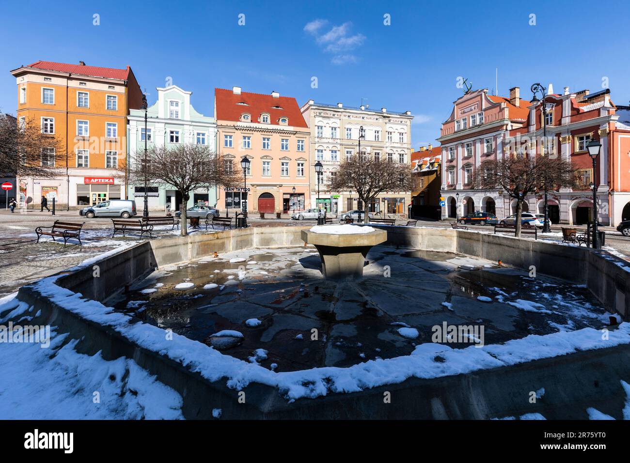 Europa, Polen, Niederschlesien, Walbrzych/Waldenburg, Marktplatz Stockfoto
