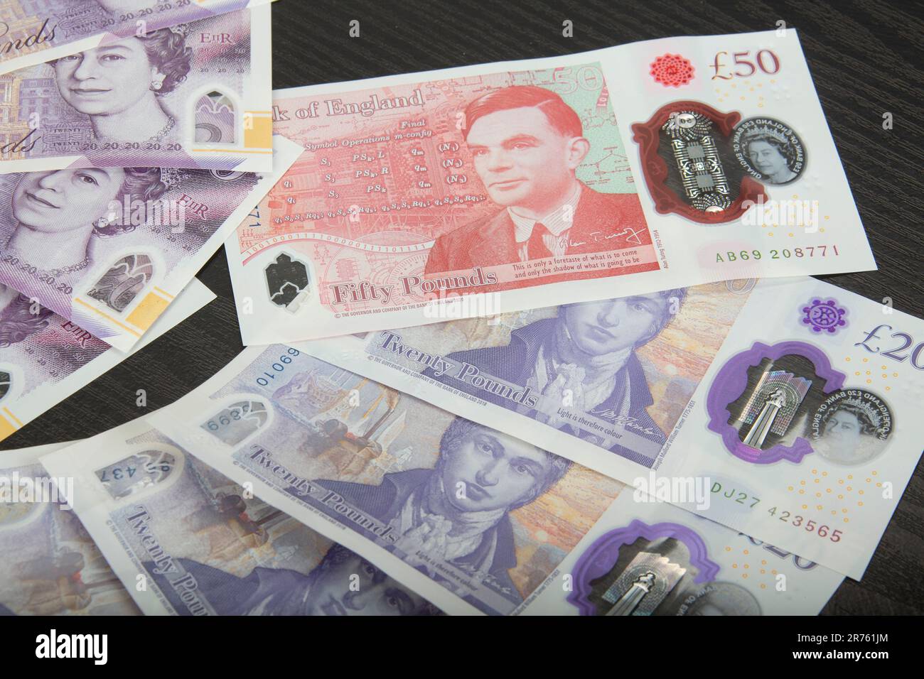 Britische Pfund-Banknoten. Geld £50 Pfund bar britische Banknoten, Sterling, 10,20,50 Stockfoto