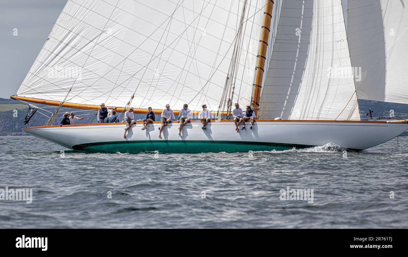 Richard Mille Classic Yacht Regatta, Falmouth. Der Richard Mille Cup ist eine neue Yachtregatta, die wunderschön restaurierte Yachten zusammenbringt Stockfoto
