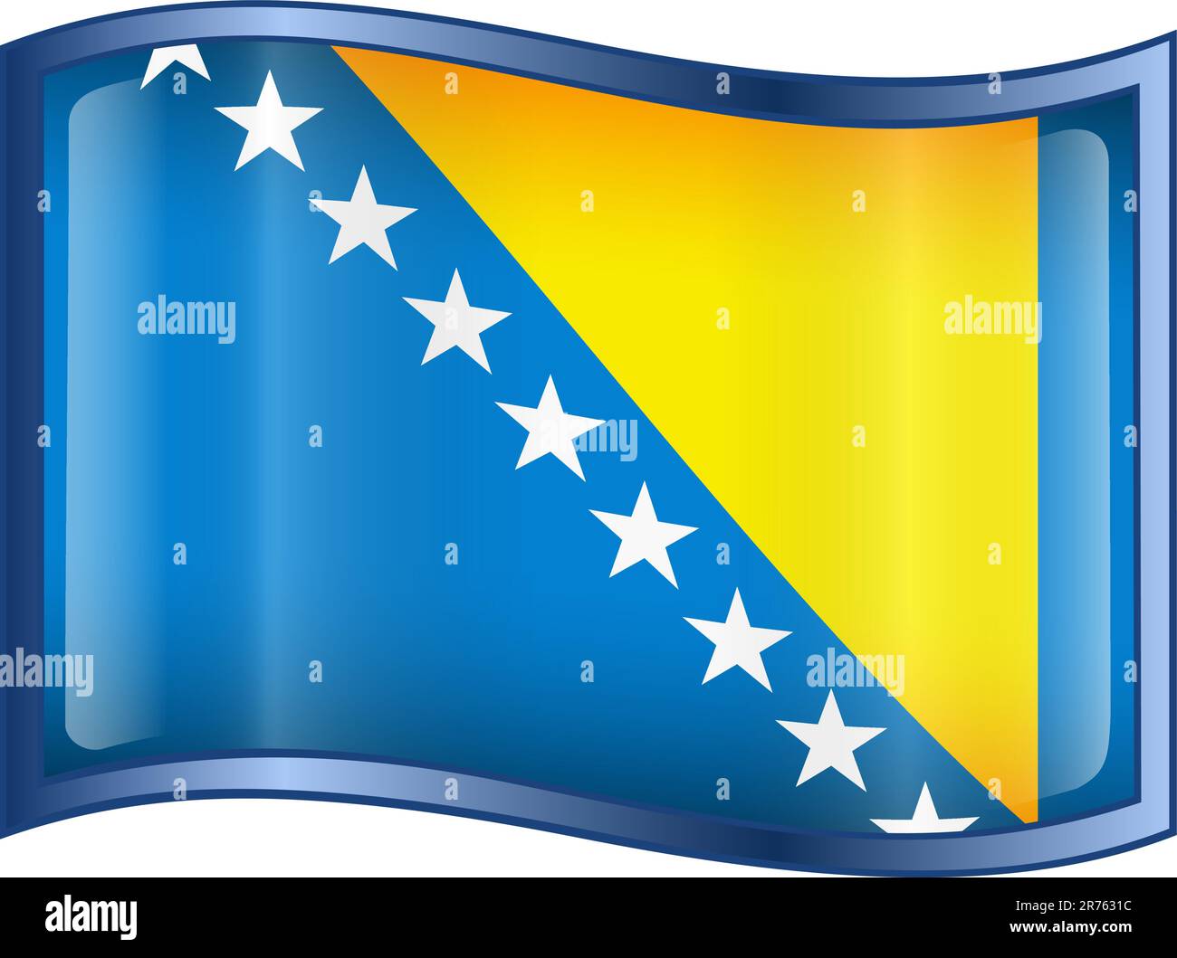 Bosnien und Herzegowina Flaggensymbol, isoliert auf weißem Hintergrund. Stock Vektor