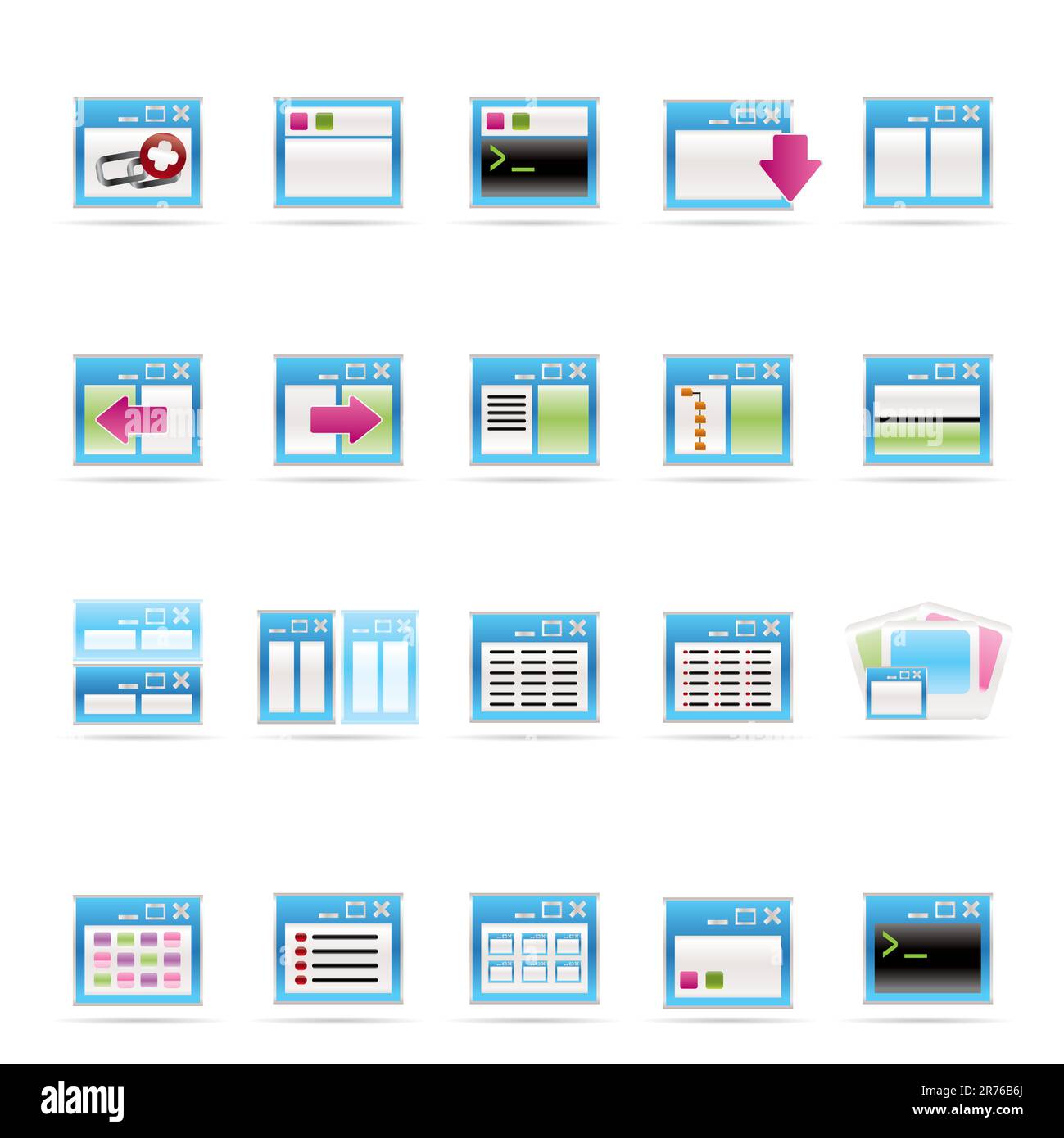 Anwendung, Programmierung, Server und Computer icons Vektor Icon Set 2 Stock Vektor