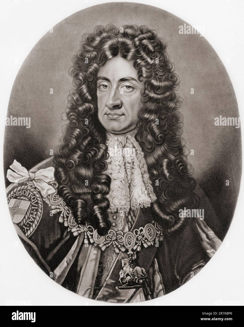 Karl II., 1630-1685. König von Schottland, 1649-1651, und König von England, Schottland und Irland, 1660-1685. Von Mezzotints, veröffentlicht 1904. Stockfoto