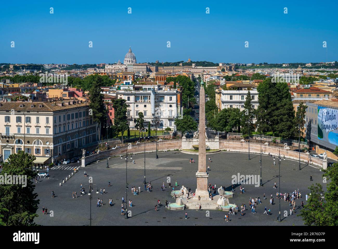 Piazza del Popolo vom Pincian-Hügel, Rom, Latium, Italien aus gesehen Stockfoto