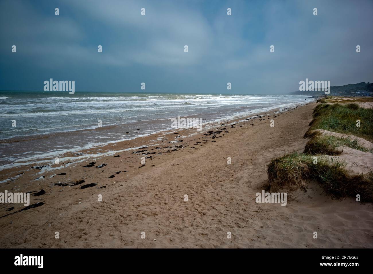 Omaha Beach Normandie Frankreich Juni 2023 Omaha Beach war einer von fünf Strandlandesektoren, die für die amphibische Angriffskomponente der Operation O bestimmt waren Stockfoto