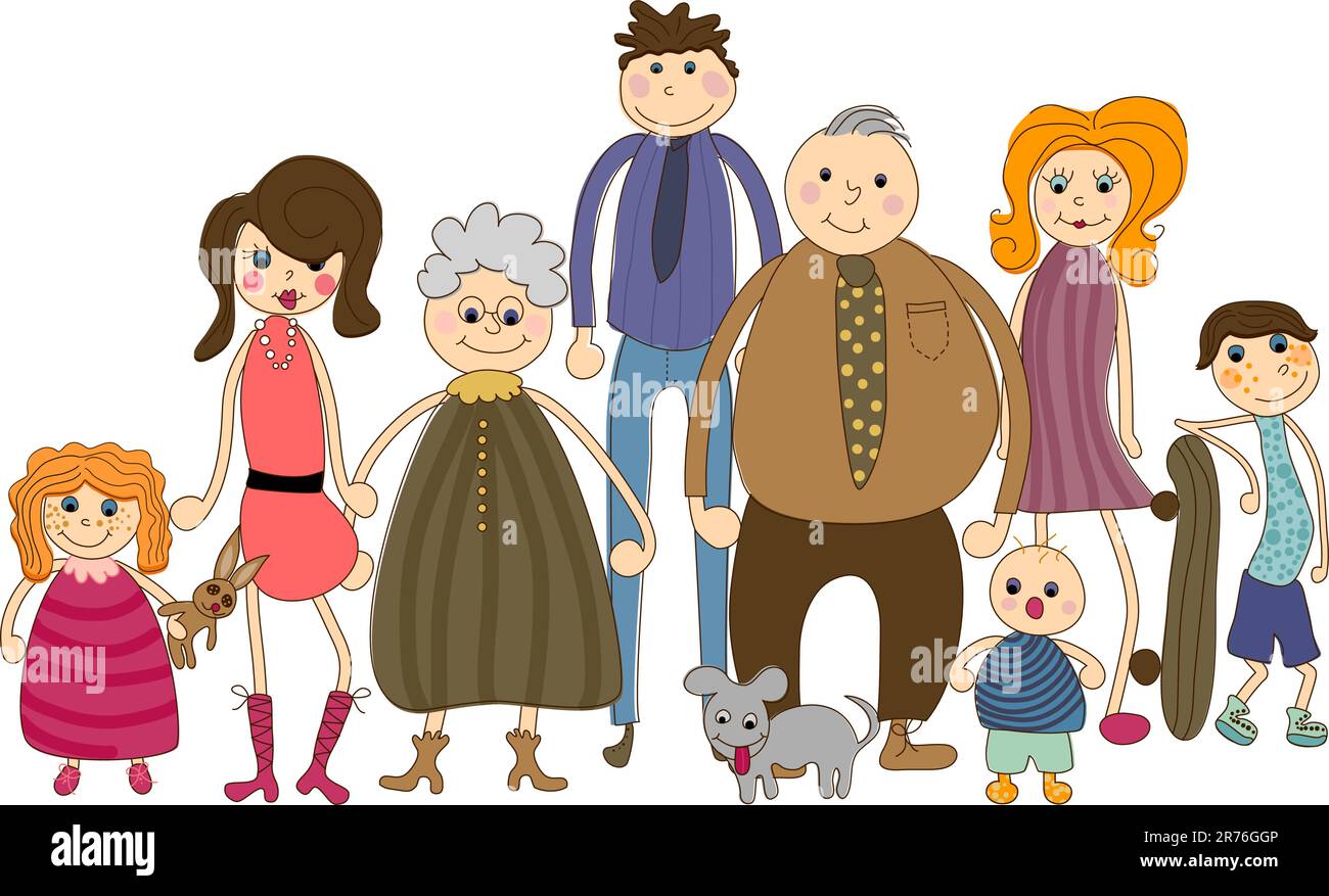 Eine Illustration einer erweiterten Familie. Stock Vektor