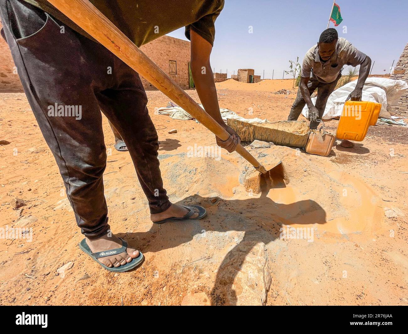 Mauretanien, Region Adrar, Entkemkemt, laufende Arbeiten an der Grundschule "Afrika für Afrika" Stockfoto