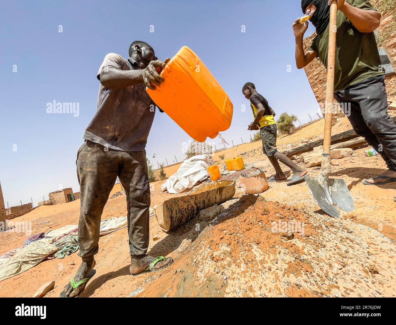 Mauretanien, Region Adrar, Entkemkemt, laufende Arbeiten an der Grundschule "Afrika für Afrika" Stockfoto