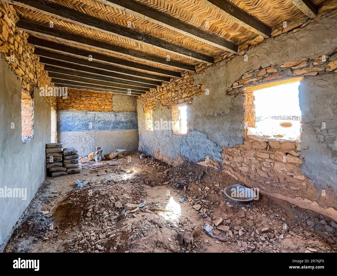 Mauretanien, Region Adrar, Entkemkemt, laufende Arbeiten an der Grundschule "Afrika für Afrika" Stockfoto