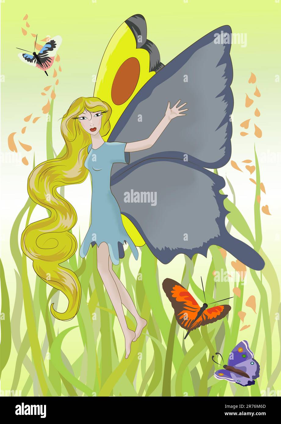 Mädchen-Schmetterling. Fantasie. Vektordarstellung. Stock Vektor