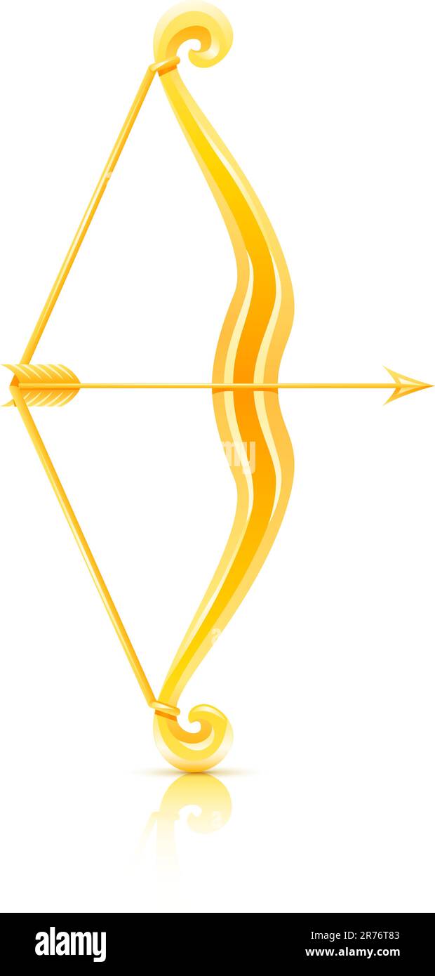 Bogen mit Pfeilvektordarstellung isoliert auf weißem Hintergrund Stock Vektor