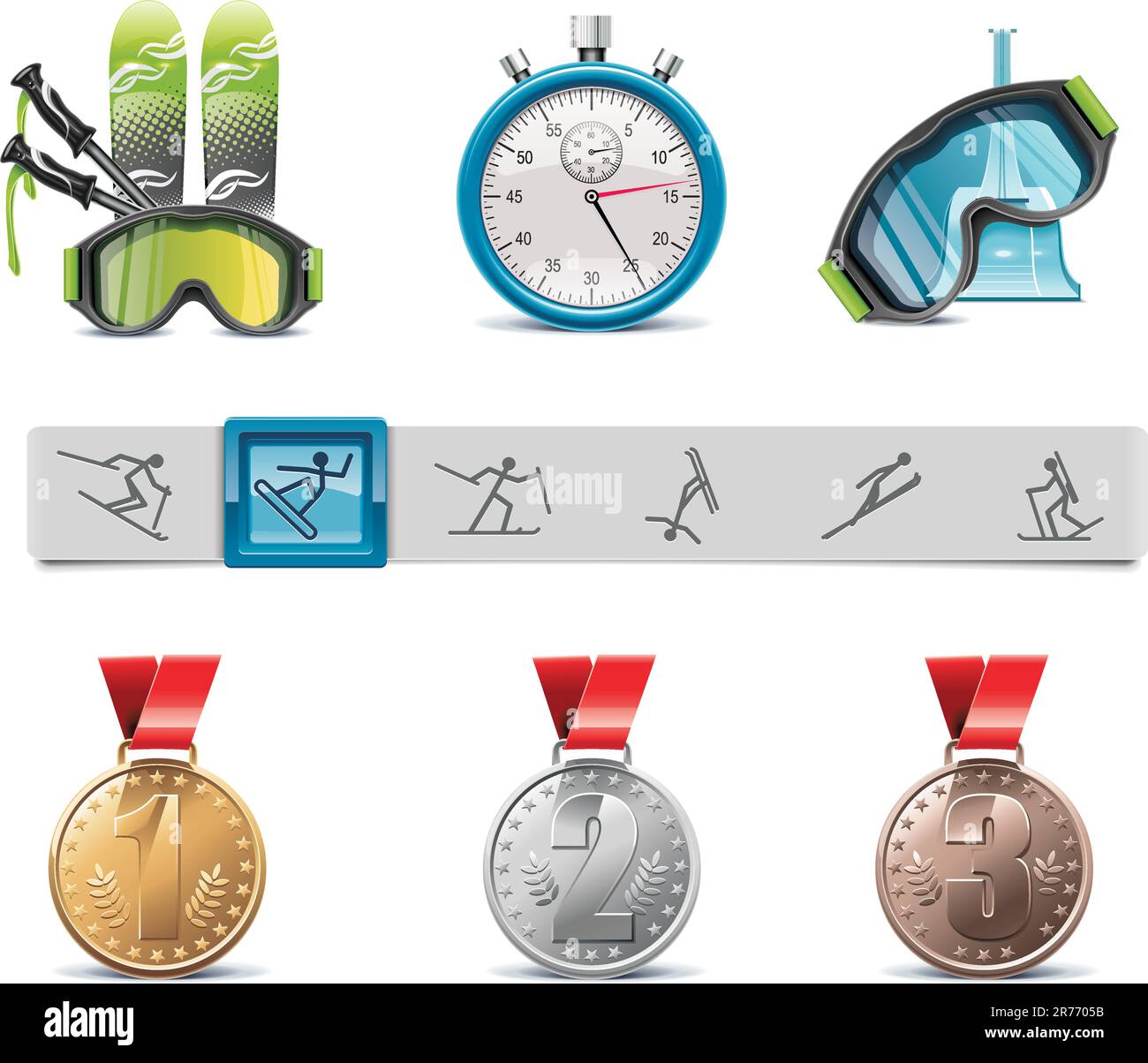 Satz der Symbole für den Skisport Stock Vektor