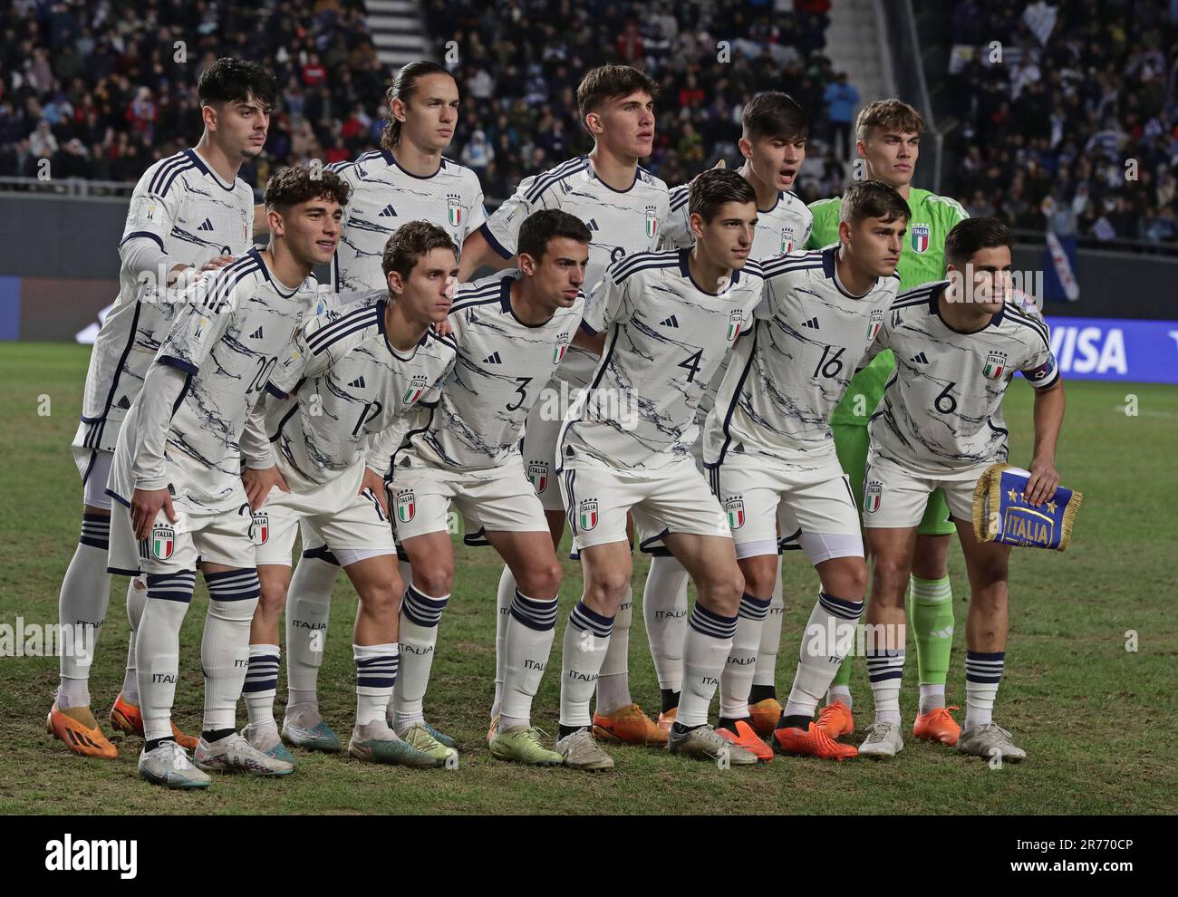 Die Fußballerinnen von Thaly posieren vor dem Fußballfinalspiel der FIFA U-20 Fußball-Weltmeisterschaft Argentinien 2023 gegen Uruguay im Stadion Diego Armando Maradona in La Plata, Argentinien, am 11. Juni 2023. Stockfoto