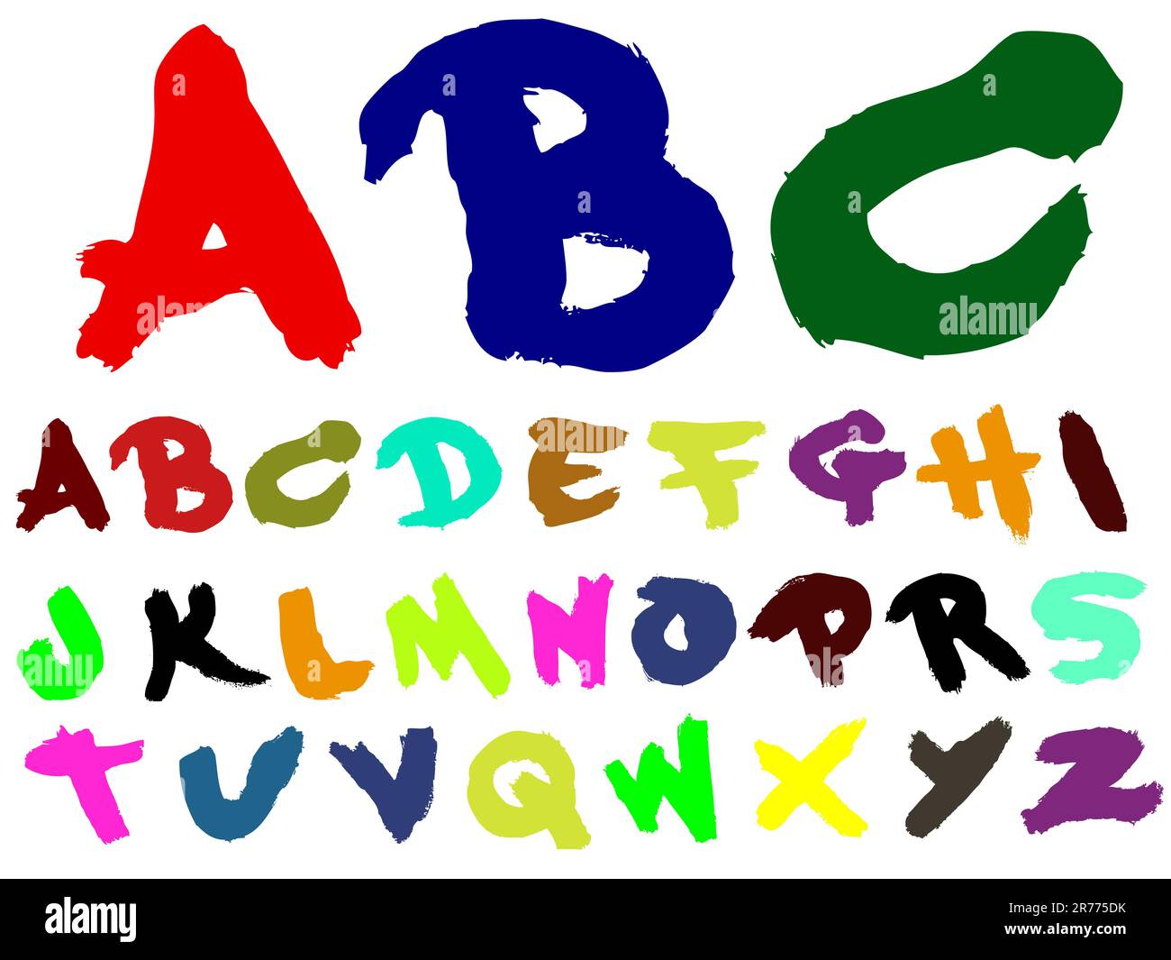 Fettpinsel - handgemalte Schriftart - sehr detaillierter und separat gruppierter Vektor Stock Vektor