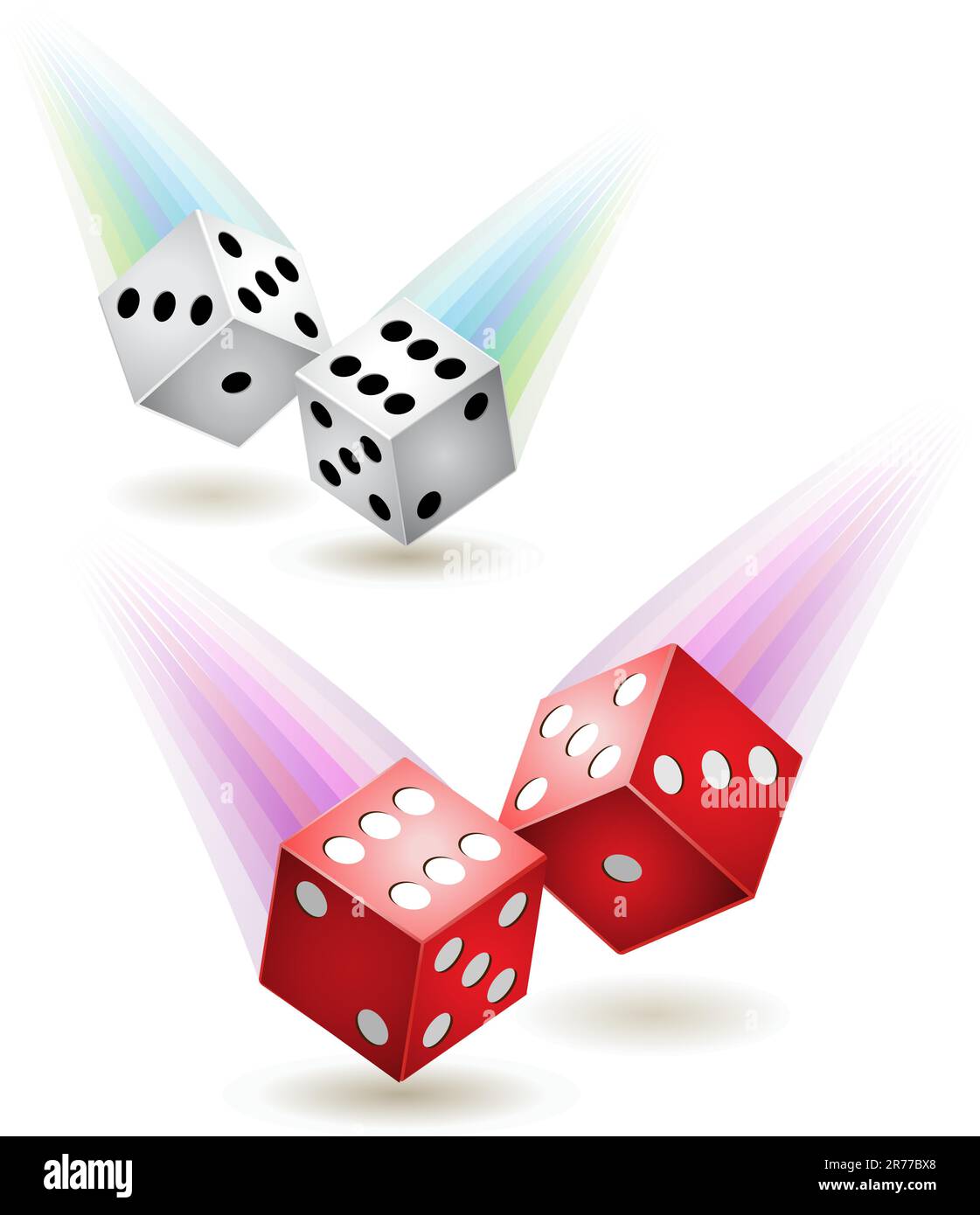 Zwei Würfel, rot und weiß, mit Düsen Stock Vektor